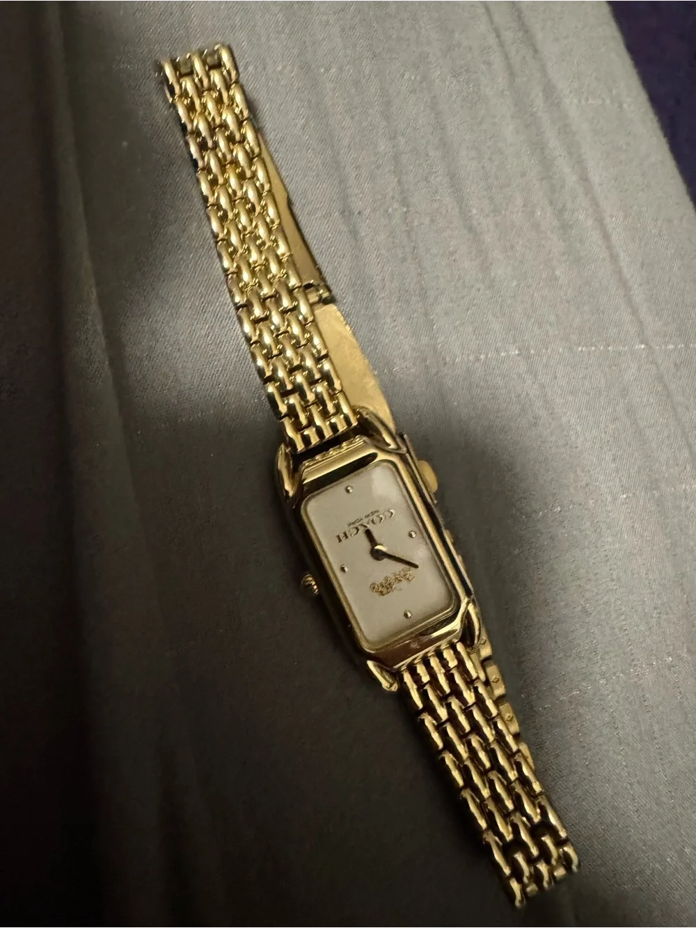 Coach Gold-Tone Women's Rectangular Link Bracelet Watch